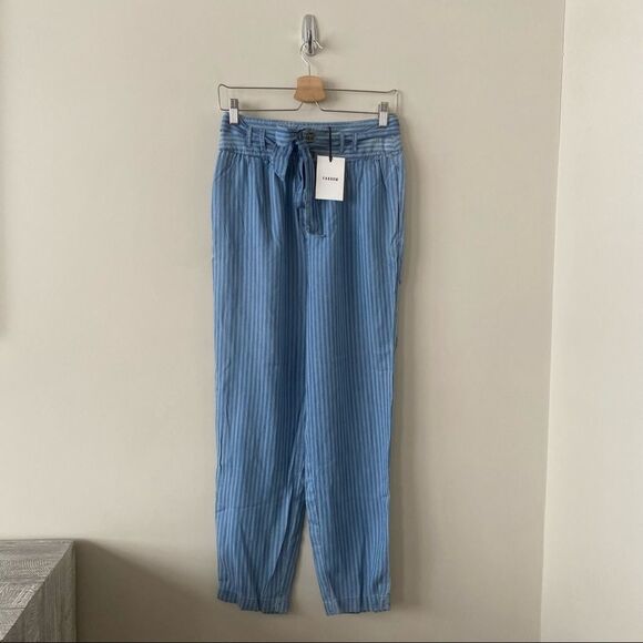 FARROW-CORRINE Pinstripe Relaxed High Rise Tie Waist Trouser (Small) - Picture 2 of 10